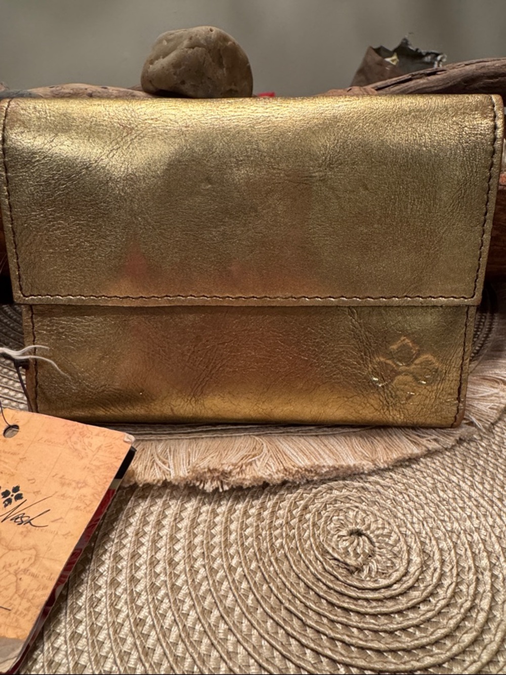 Patricia Nash Metallic Gold Leather Fold Wallet